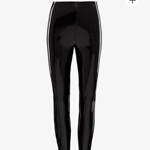 Commando Black Leggings with Shiny Finish and Vertical Stripes